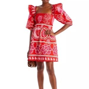 NWT FARM Rio Red Floral Summer Sunrise Cotton Mini Dress SIZE M